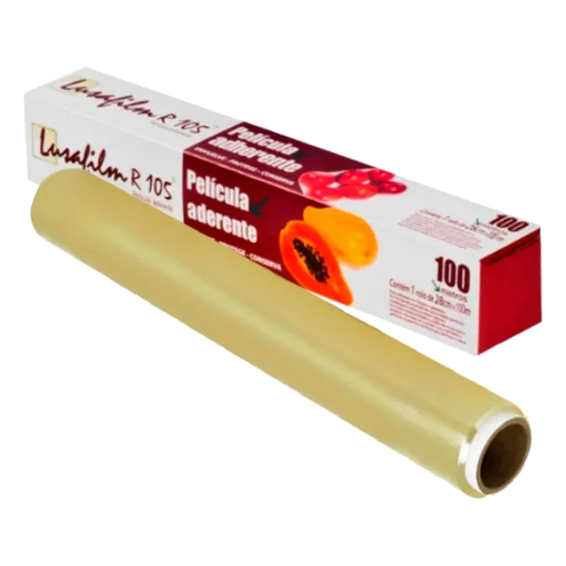 Filme PVC em rolo de 28 cm com a caixa